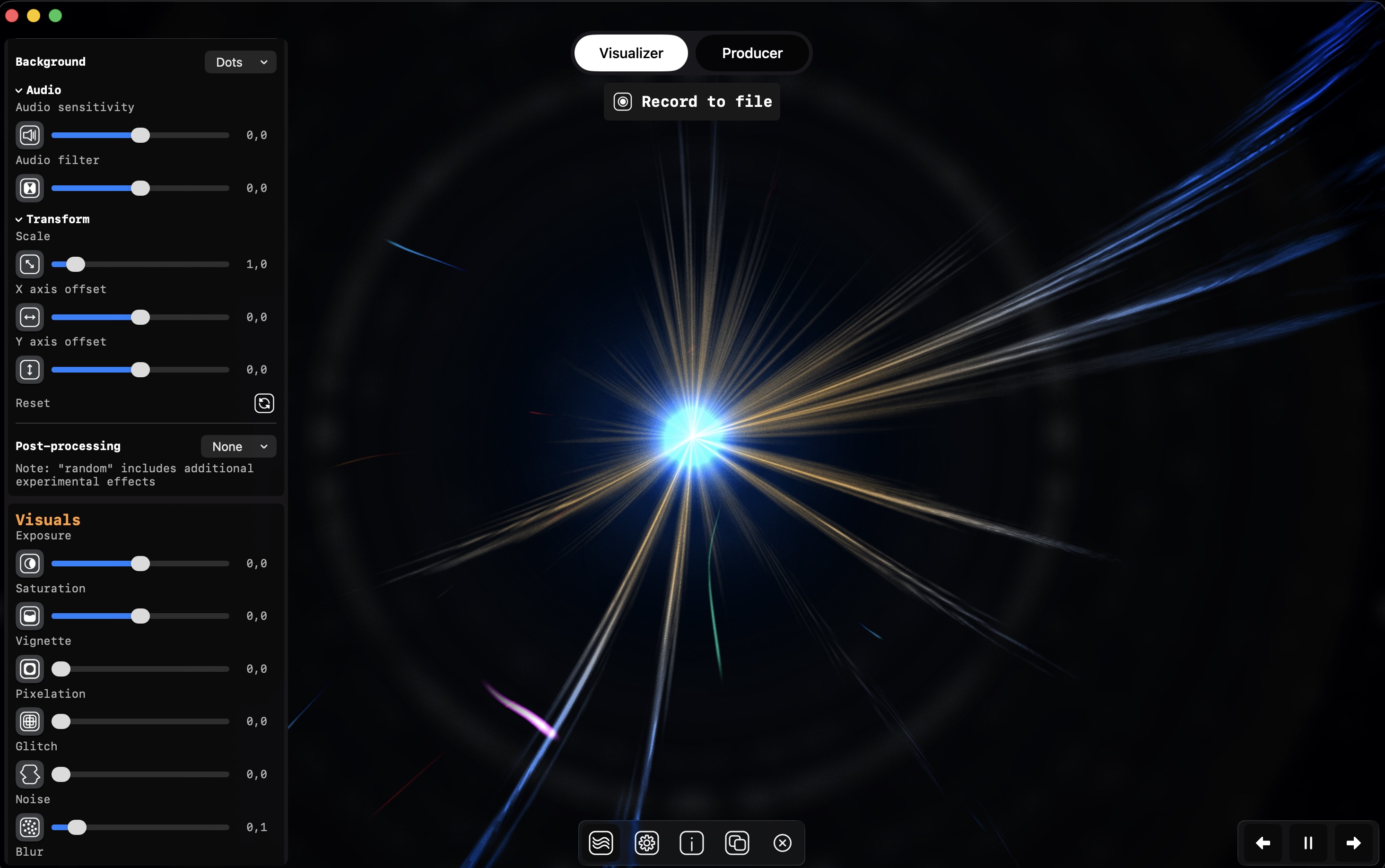 Customizable visuals interface