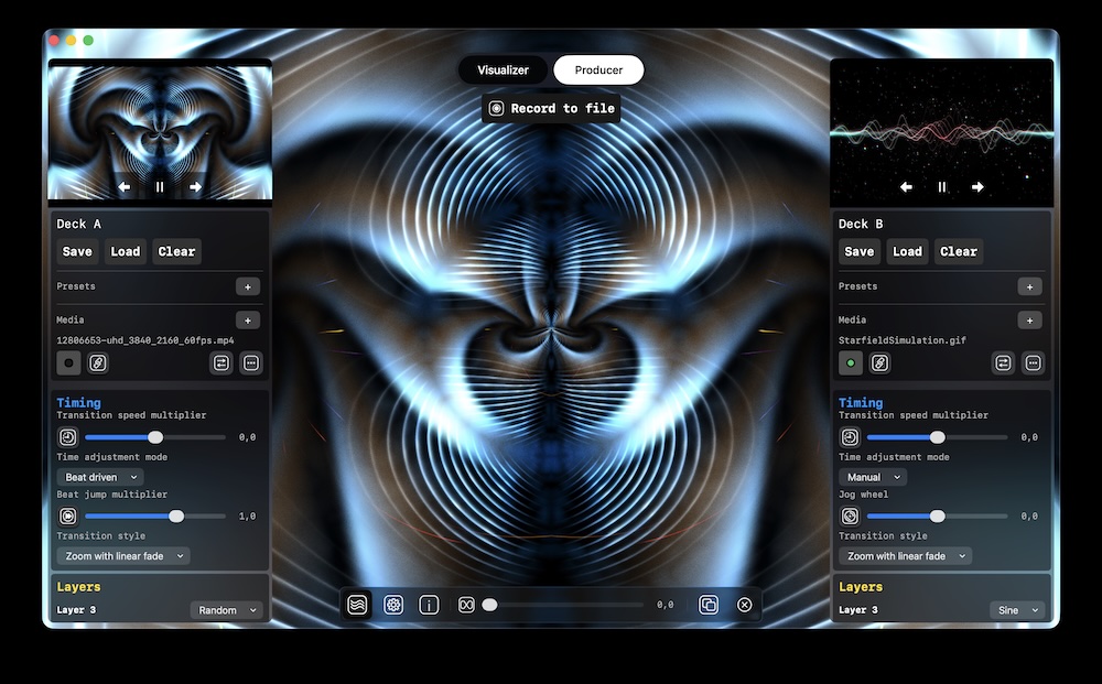 Multi-deck mixing interface
